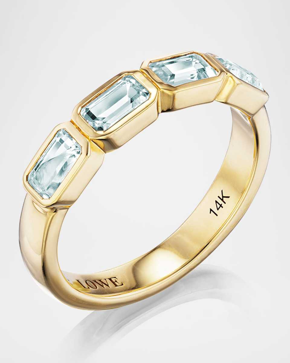 14K Yellow Gold Aquamarine Stacking Band Ring